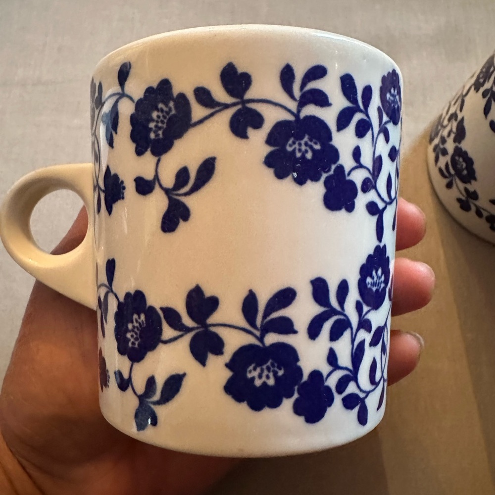 Vintage Haxby Floral Blue and White Coffee Mug
